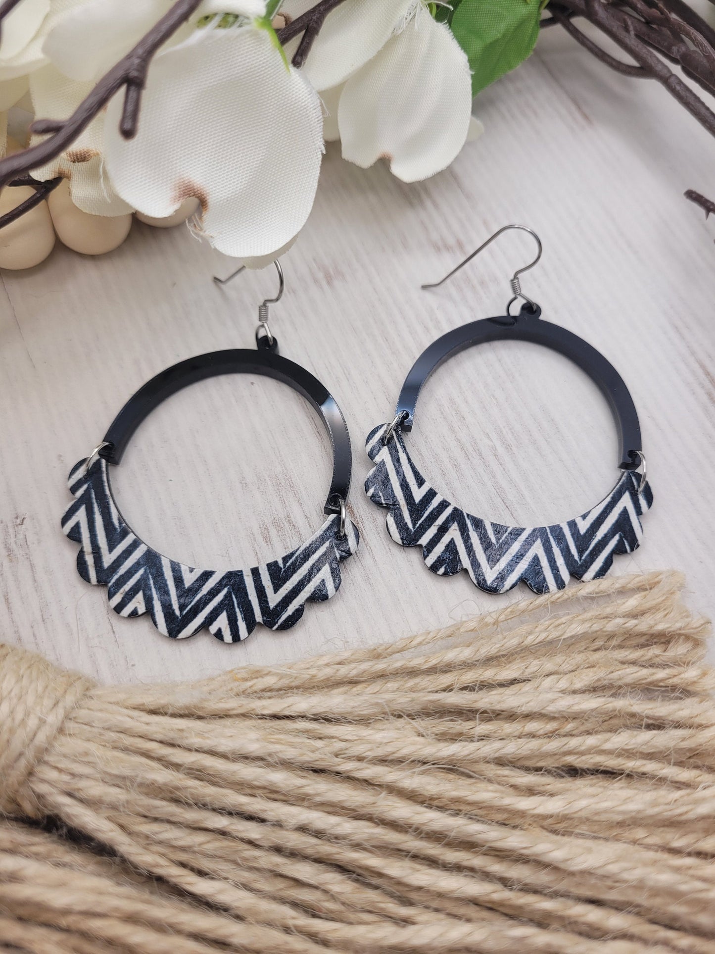 Black Cork & Leather Earrings | Lightweight Handmade Statement Jewelry