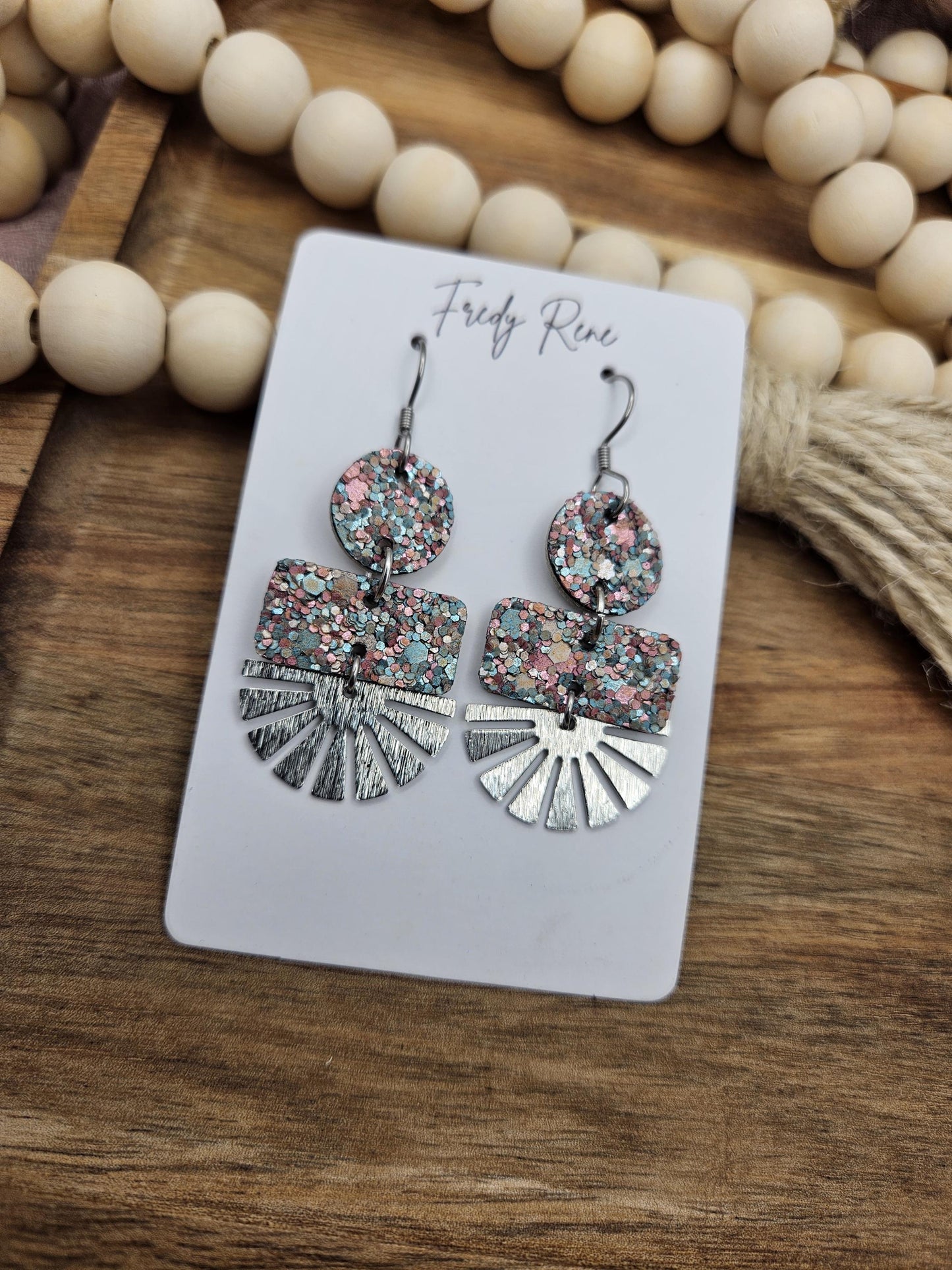 Glitter Geometric Cork Earrings