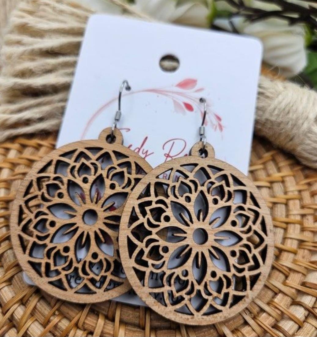 Handmade Lightweight Floral Wood Earrings for Everyday Wear