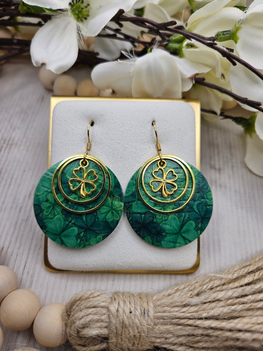 Clover Cork on Leather Earrings with Charms