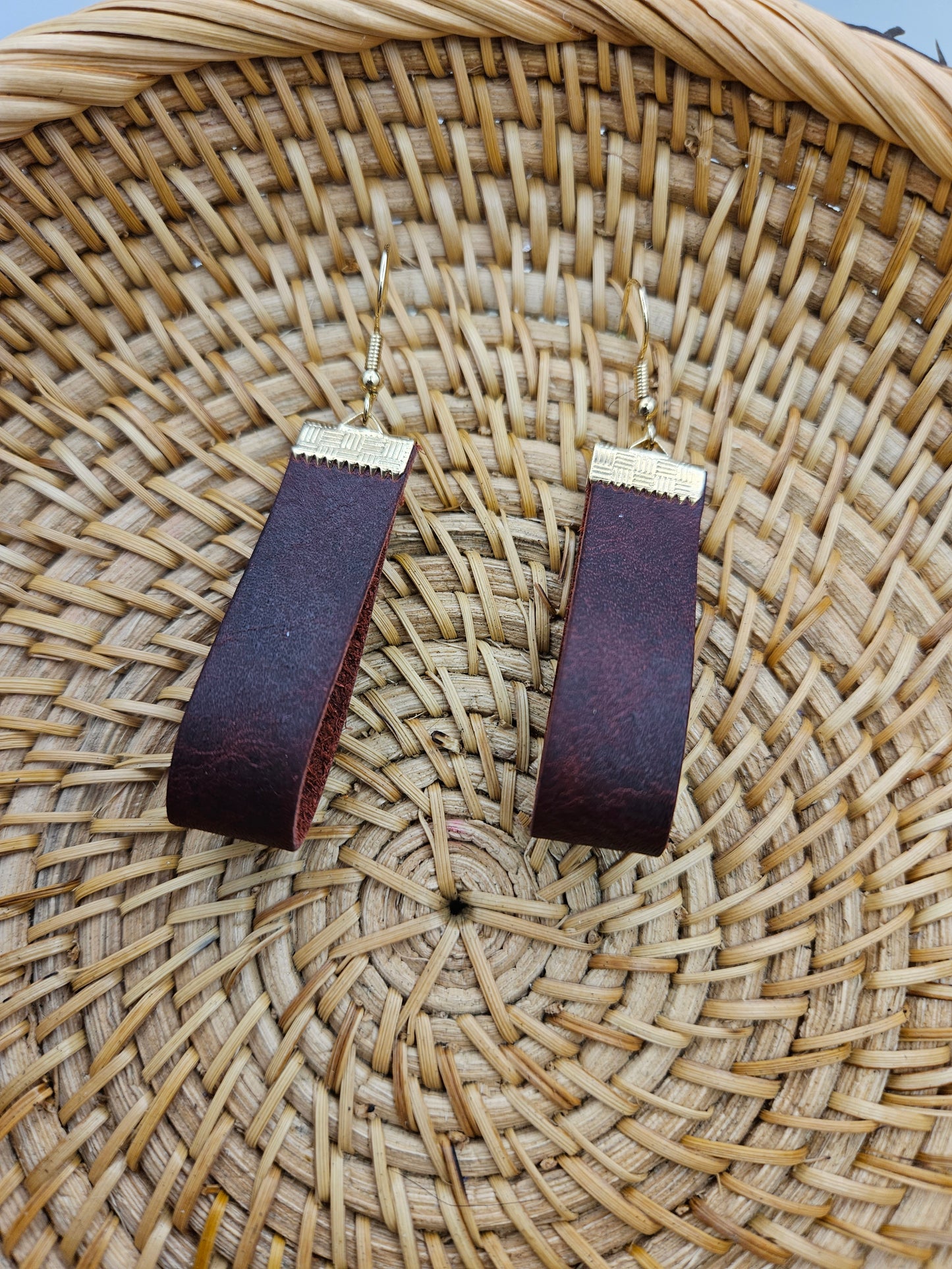 Leather Looped Bar Earrings