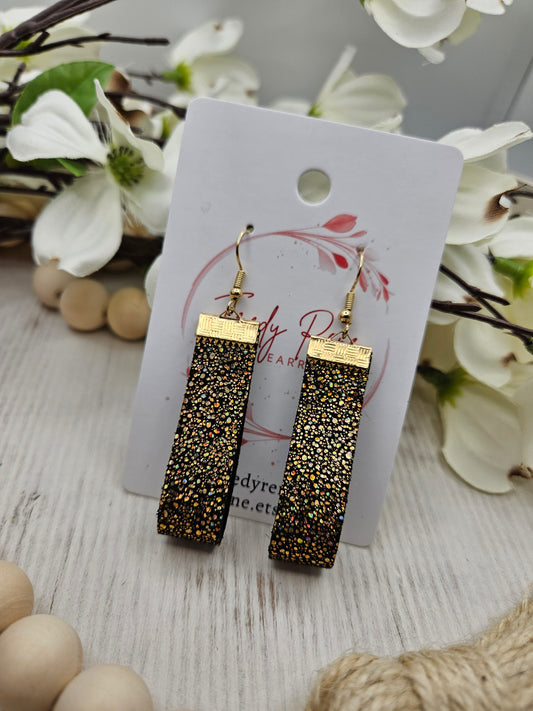 Leather Looped Bar Earrings