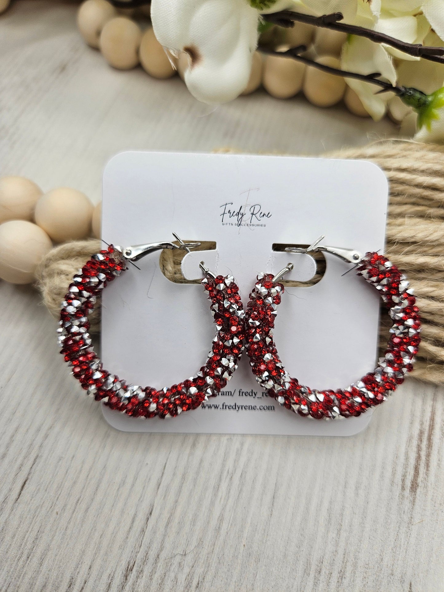 Red Chunky Glitter Hoop Earrings