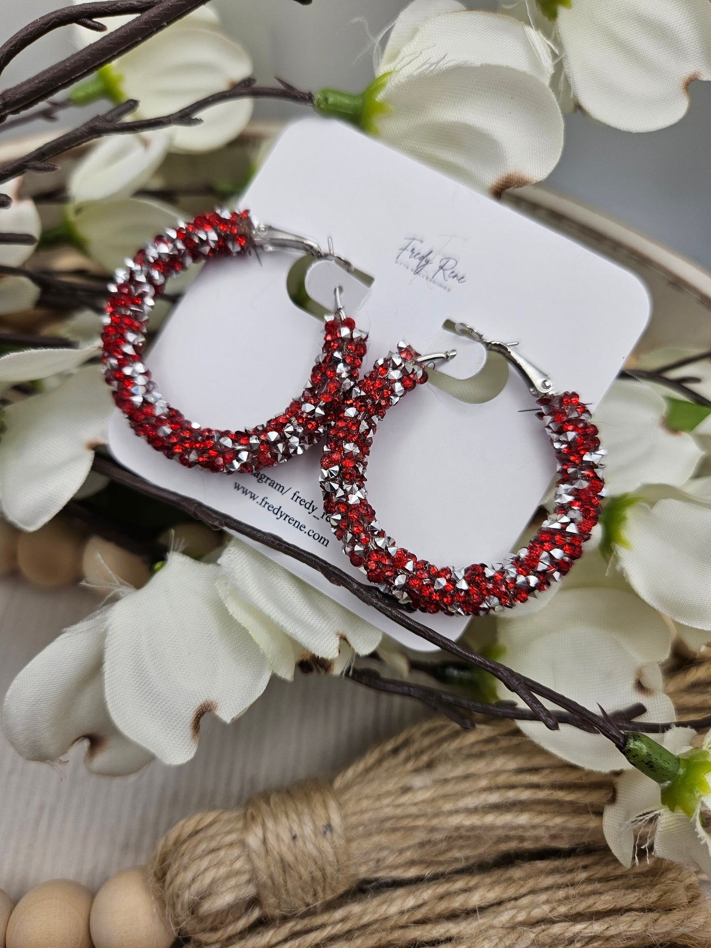 Red Chunky Glitter Hoop Earrings