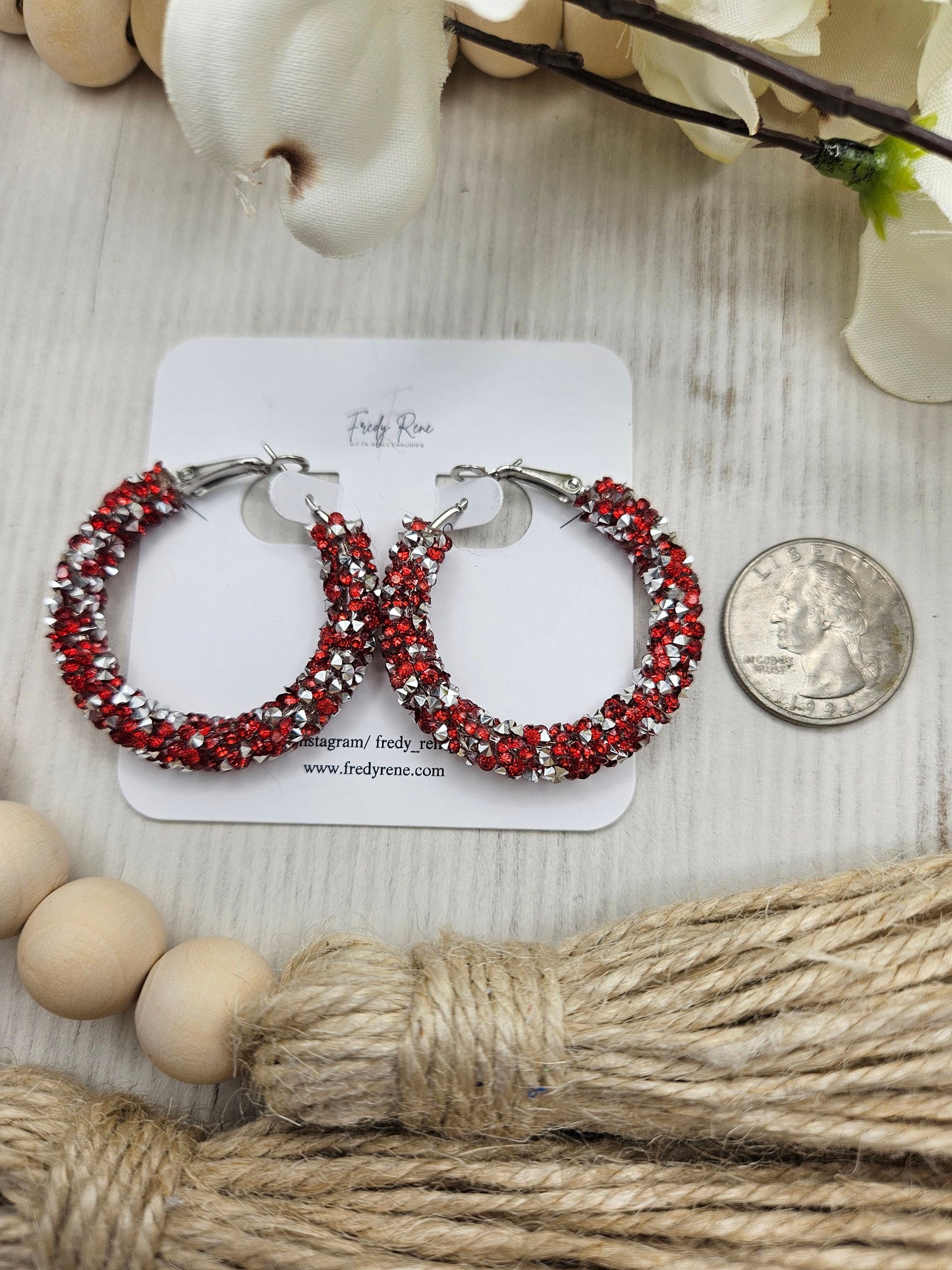 Red Chunky Glitter Hoop Earrings