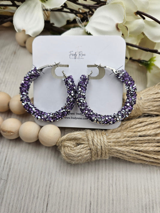 Purple Chunky Glitter Hoop Earrings