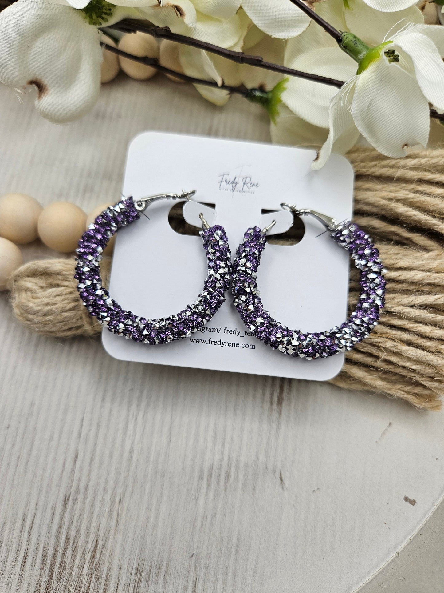 Purple Chunky Glitter Hoop Earrings