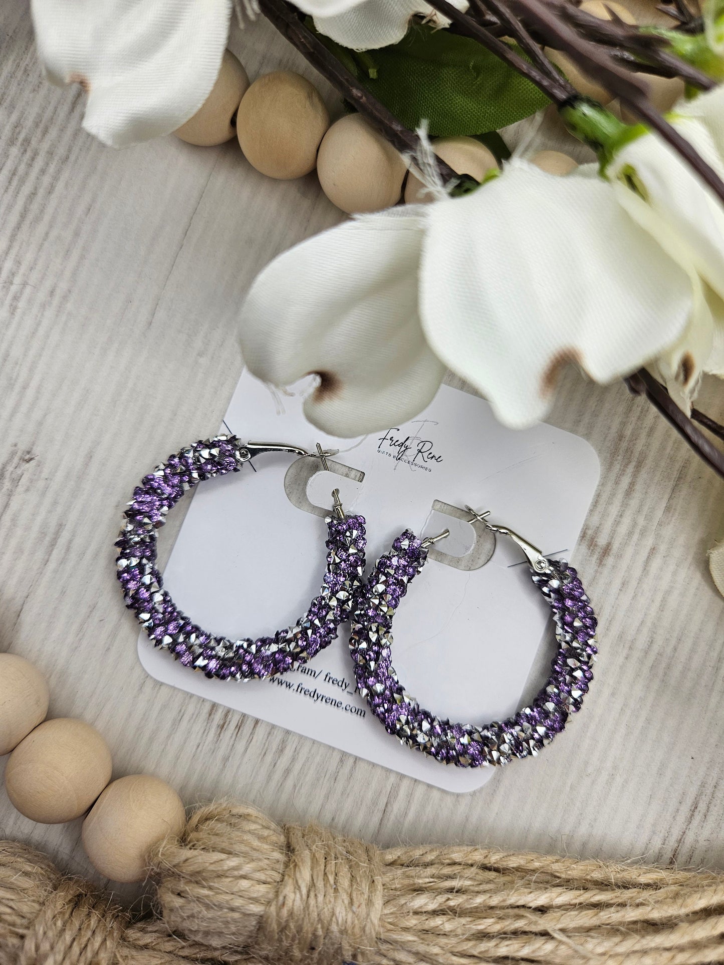 Purple Chunky Glitter Hoop Earrings