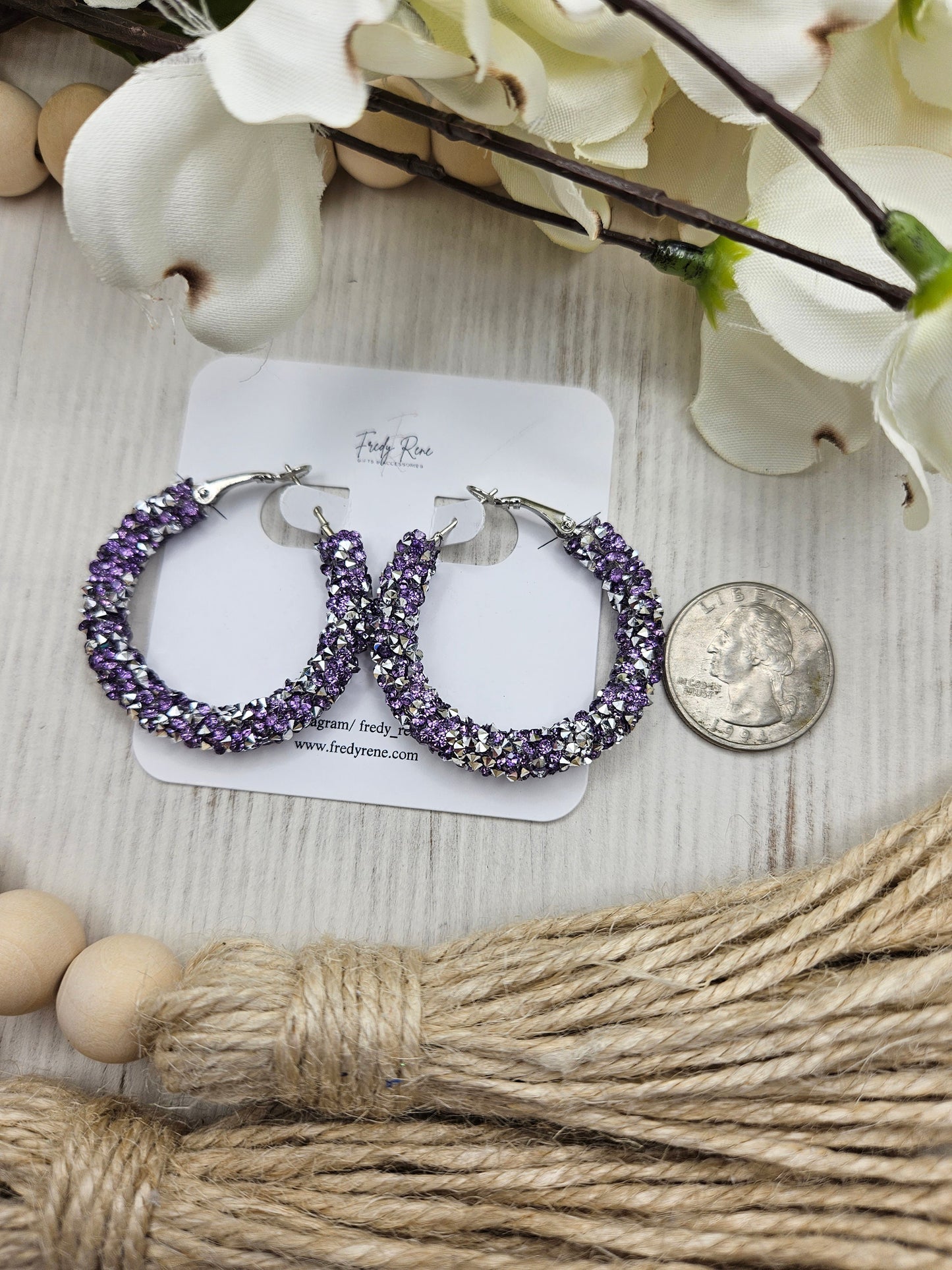 Purple Chunky Glitter Hoop Earrings