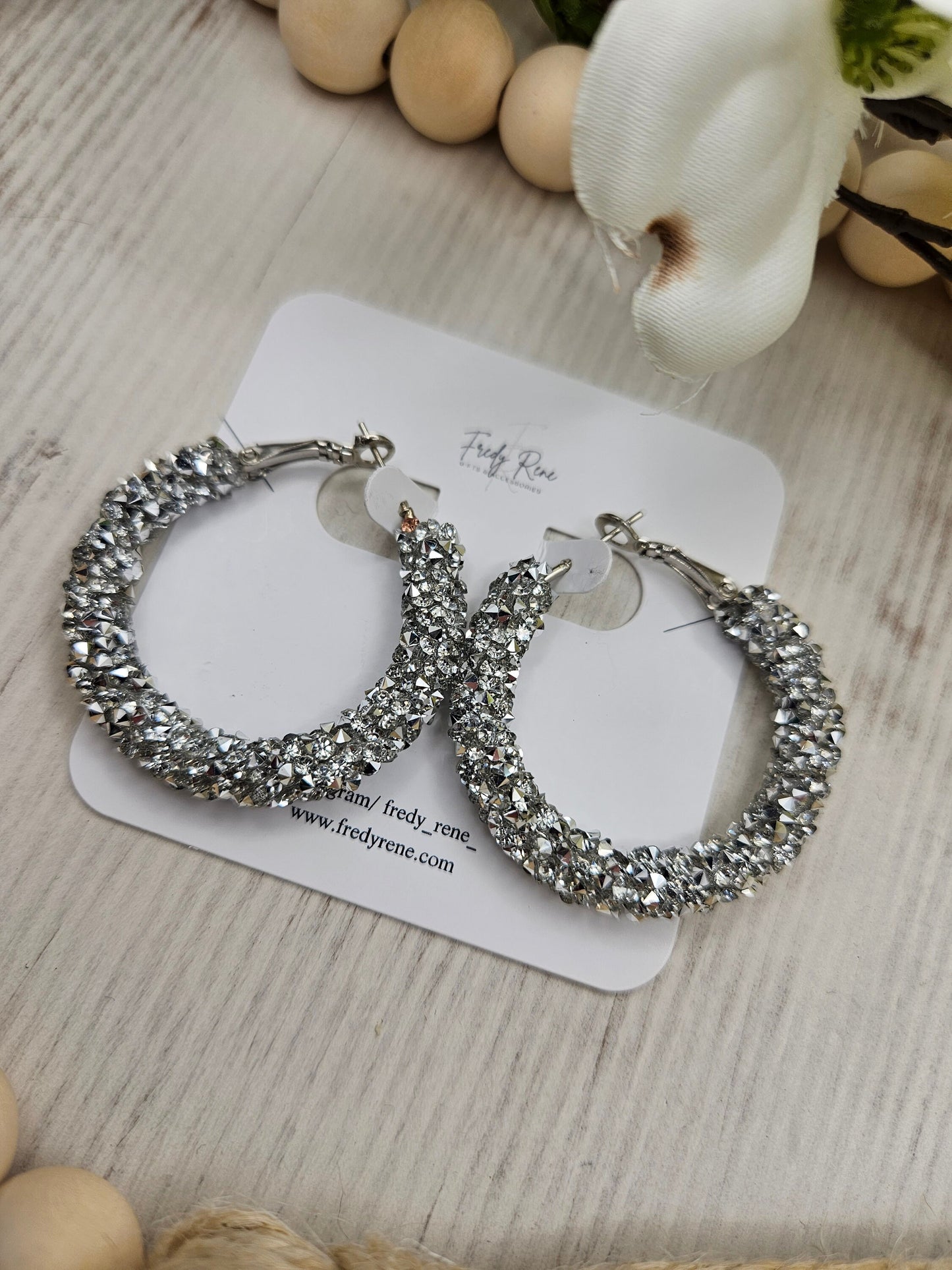 Silver Chunky Glitter Hoop Earrings