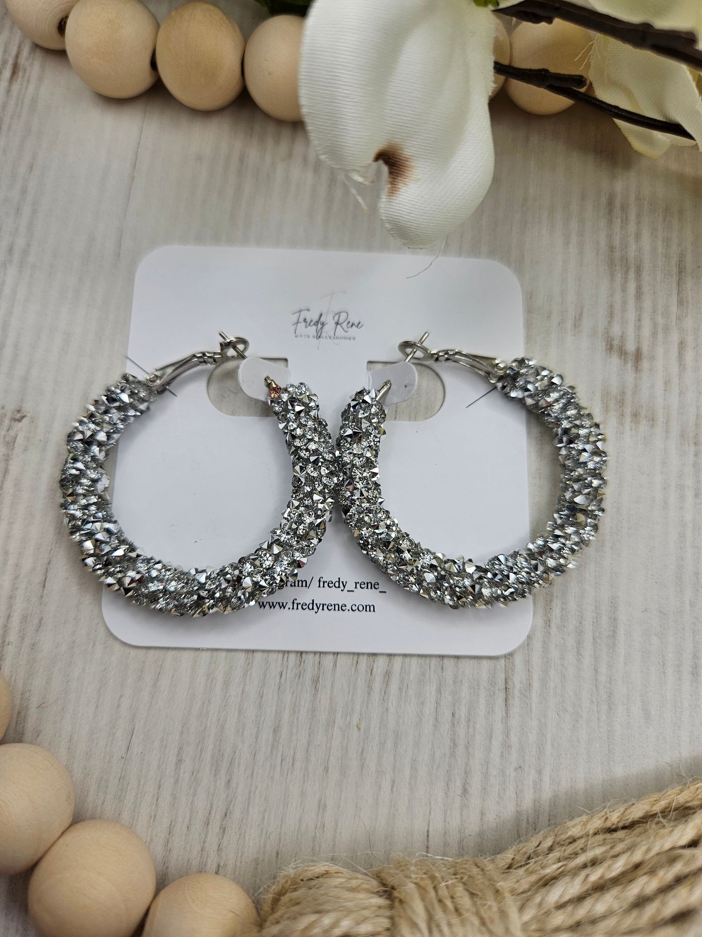 Silver Chunky Glitter Hoop Earrings