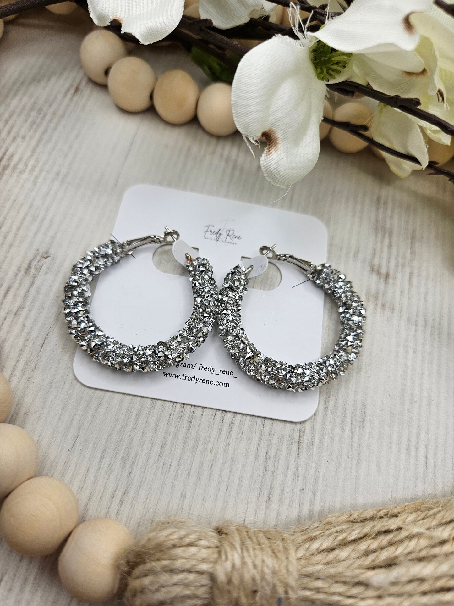 Silver Chunky Glitter Hoop Earrings