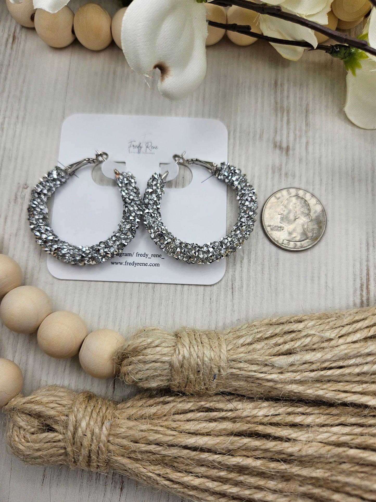 Silver Chunky Glitter Hoop Earrings