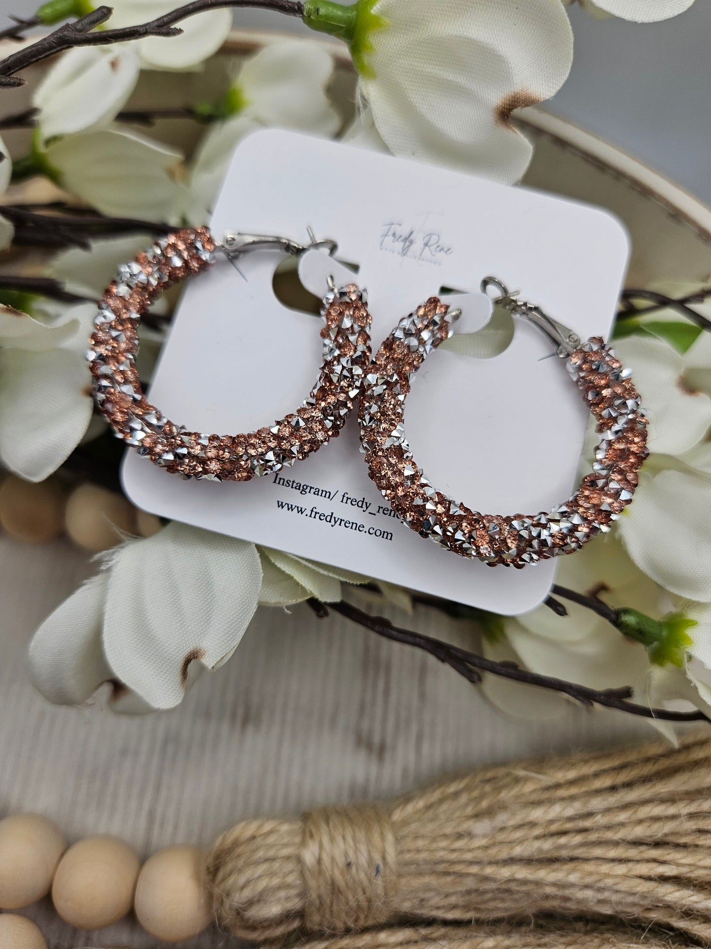 Champagne Chunky Glitter Hoop Earrings