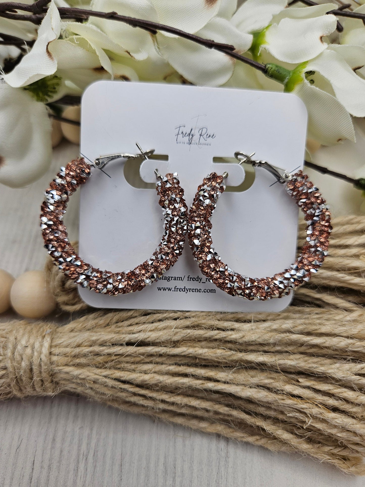 Champagne Chunky Glitter Hoop Earrings