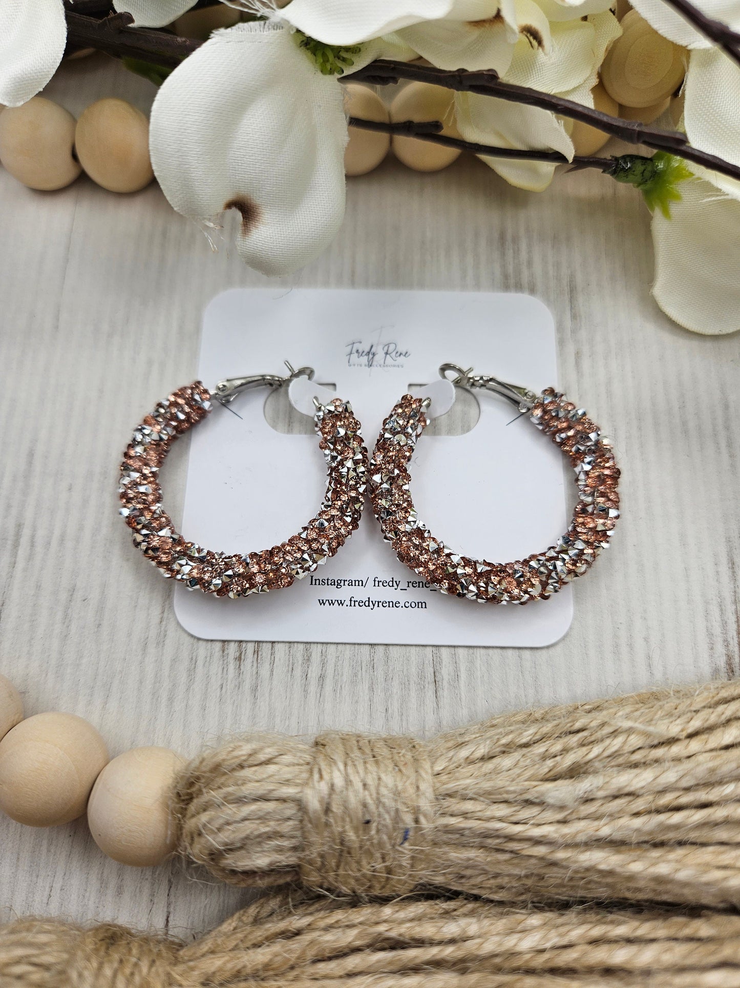 Champagne Chunky Glitter Hoop Earrings