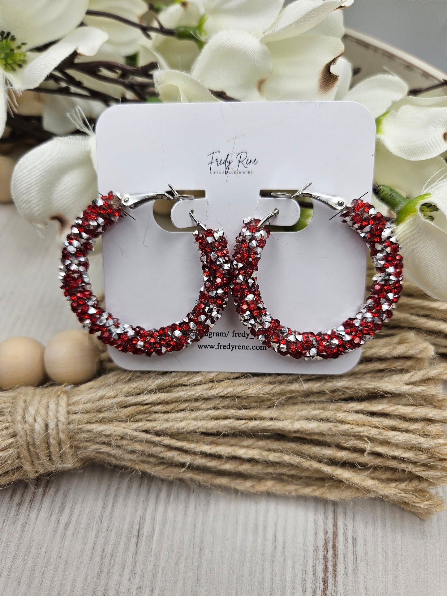 Red Chunky Glitter Hoop Earrings