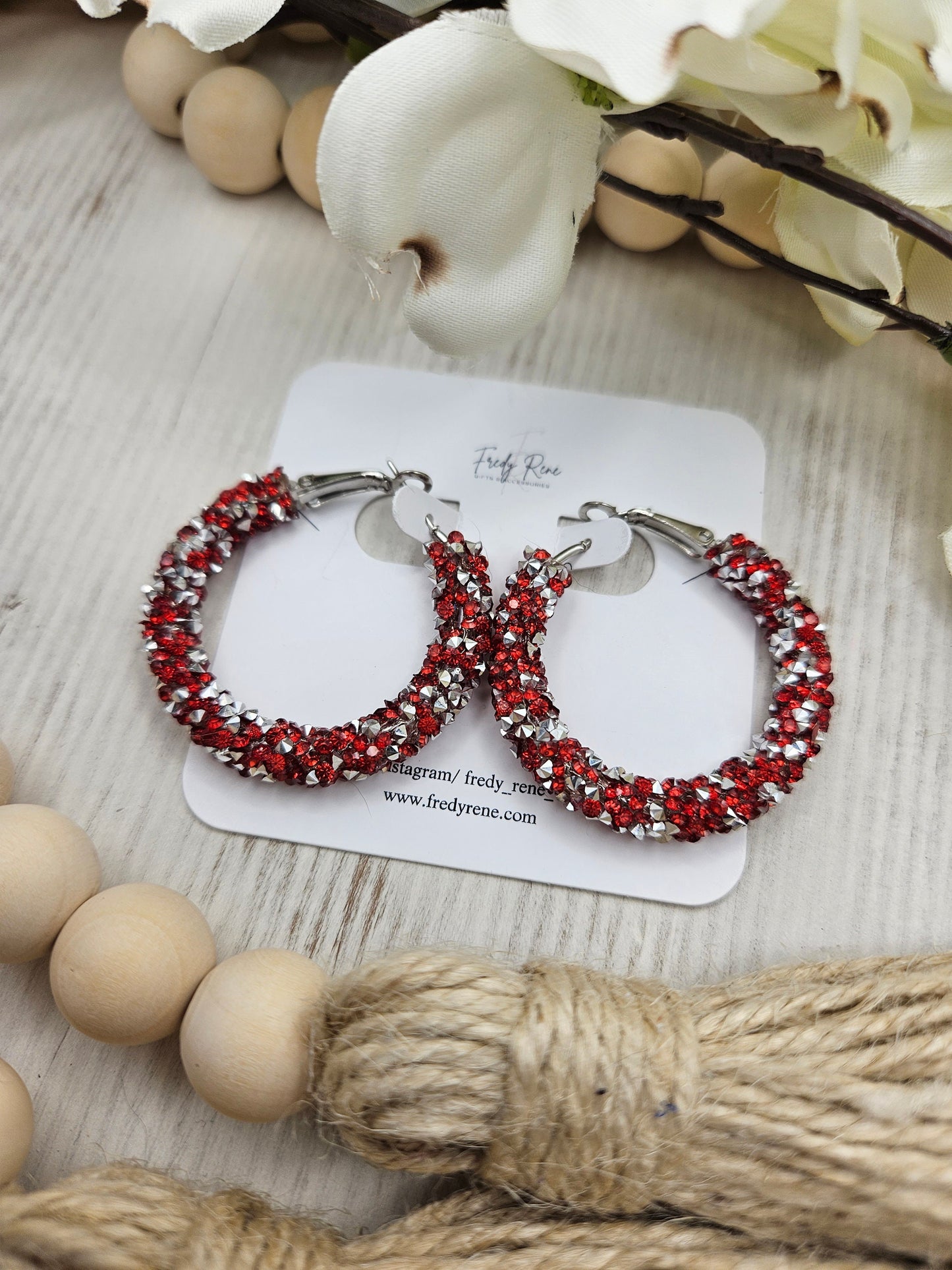 Red Chunky Glitter Hoop Earrings