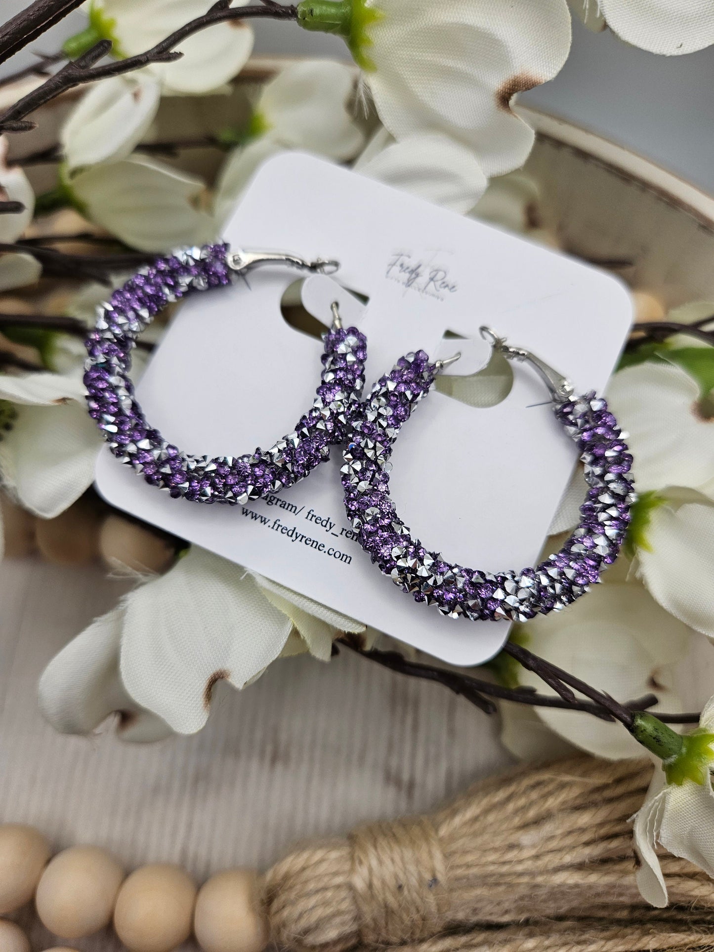 Purple Chunky Glitter Hoop Earrings