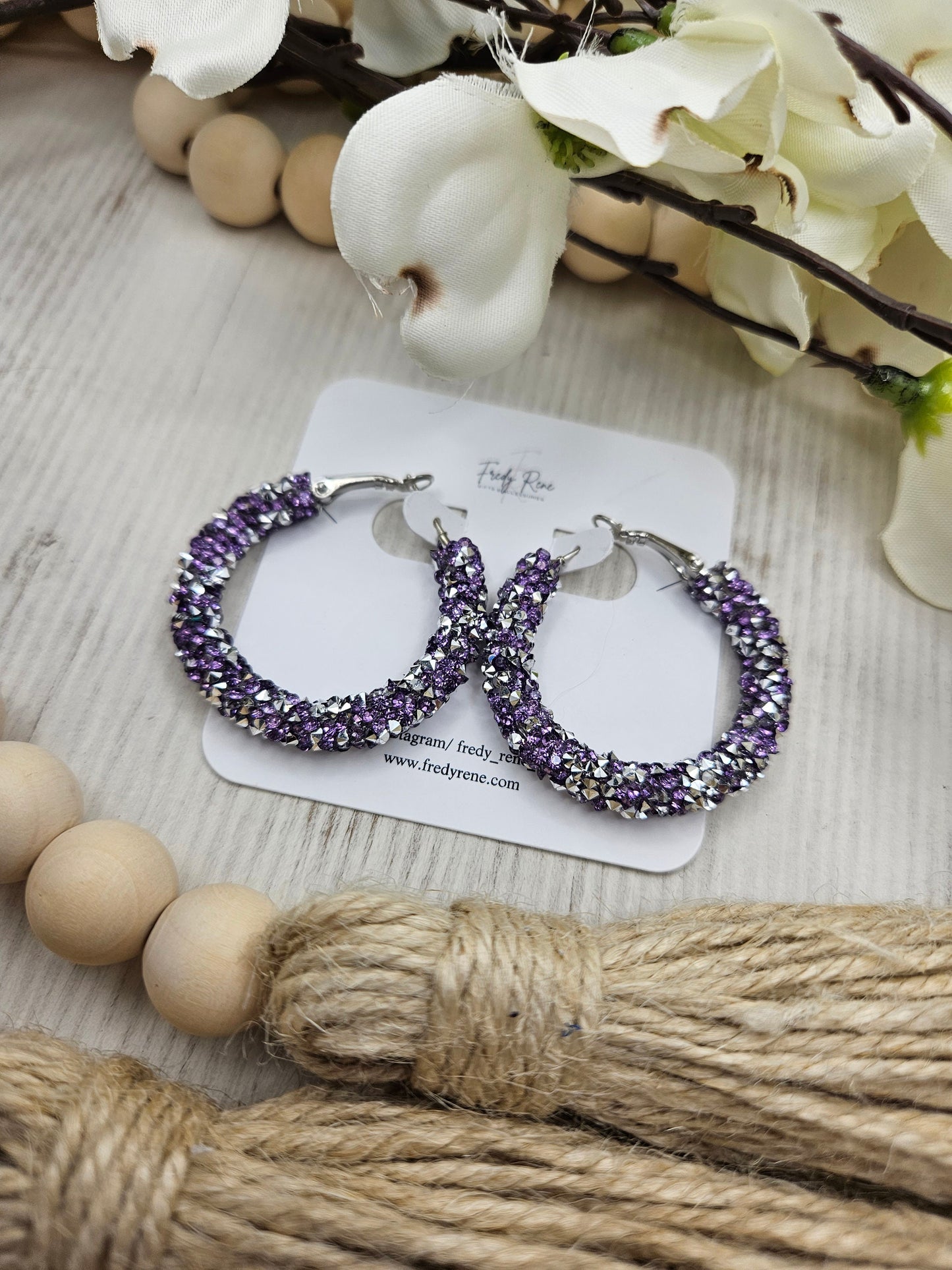 Purple Chunky Glitter Hoop Earrings