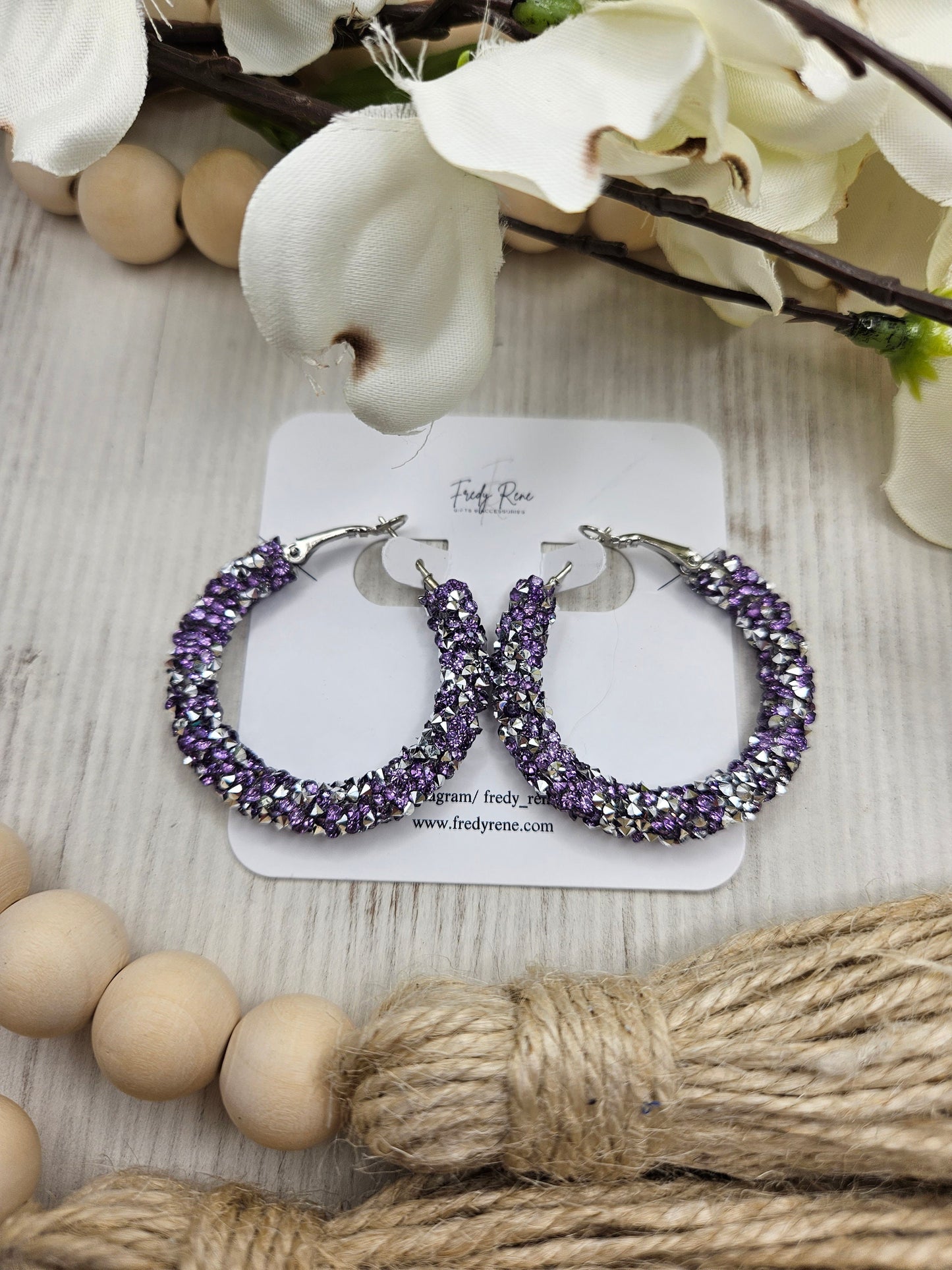 Purple Chunky Glitter Hoop Earrings