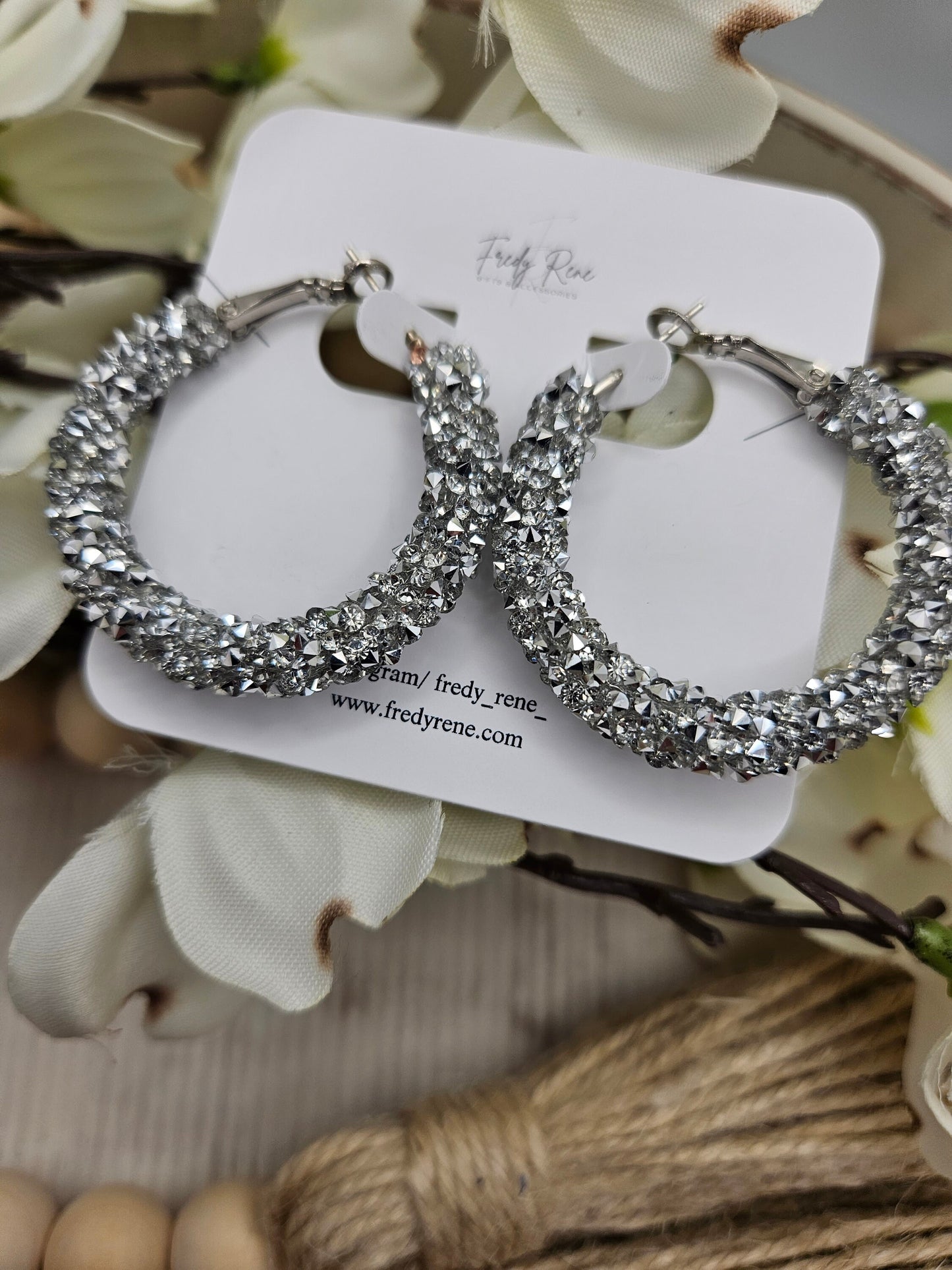 Silver Chunky Glitter Hoop Earrings