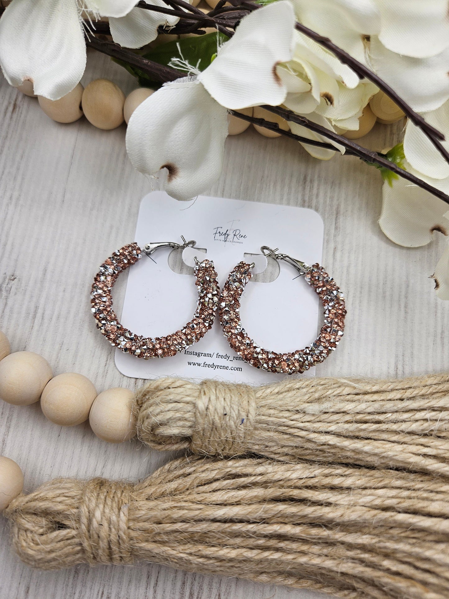 Champagne Chunky Glitter Hoop Earrings