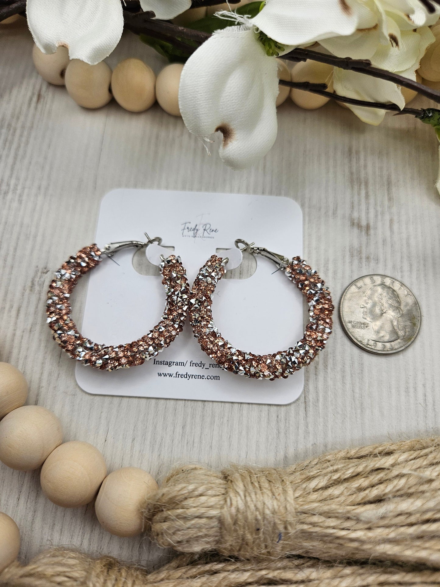 Champagne Chunky Glitter Hoop Earrings