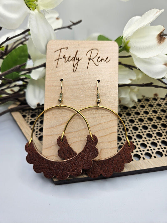 Brown Leather Arch Earrings