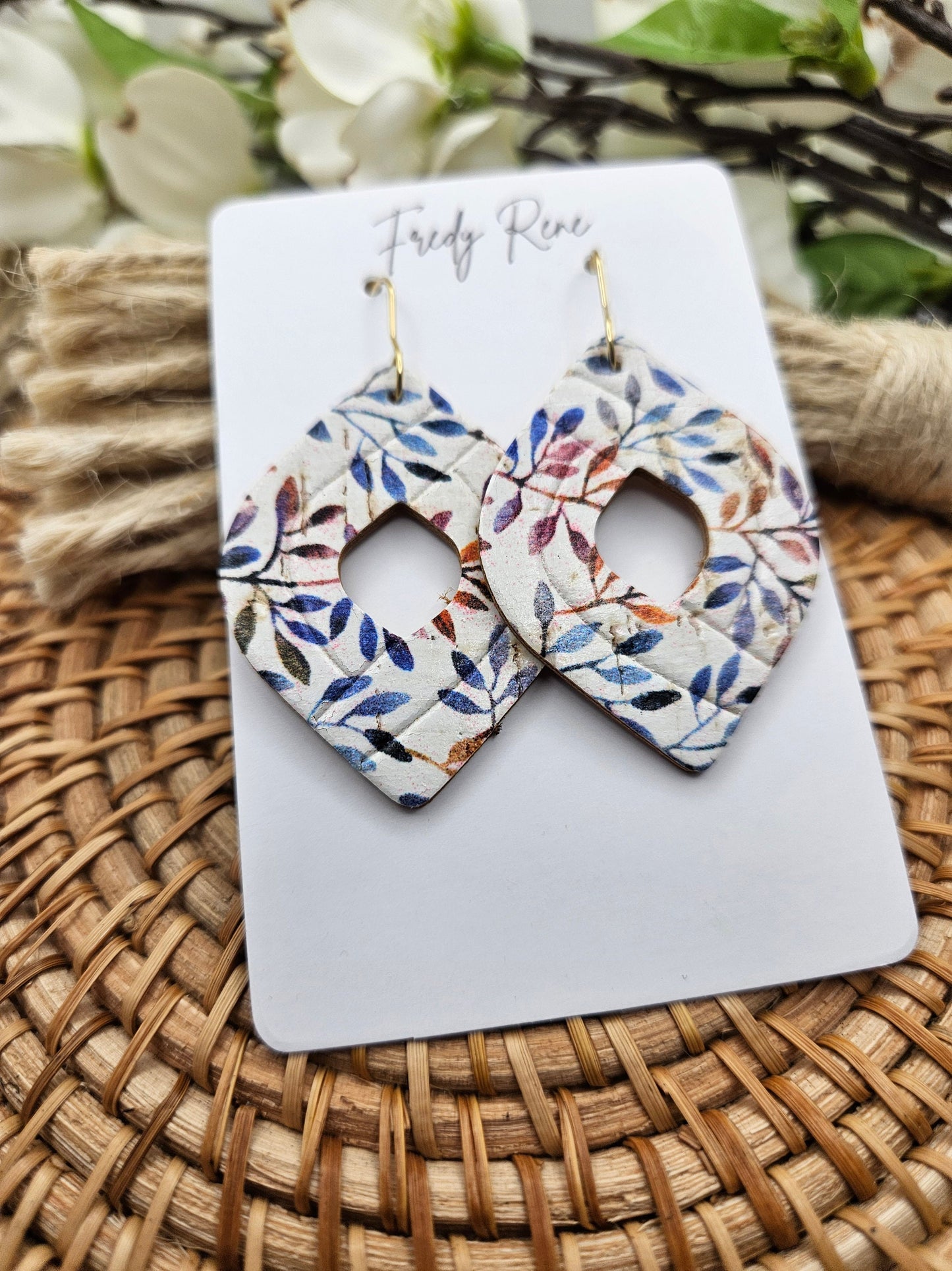 Fall Leaves Cork Backed with Genuine Leather Earrings