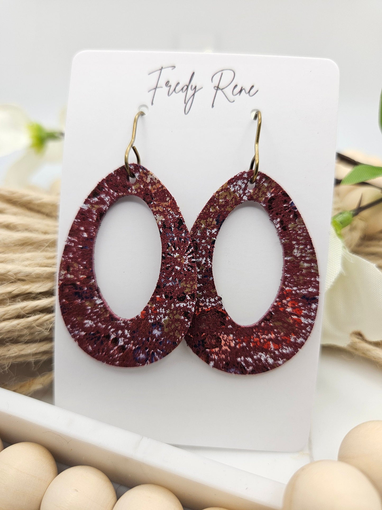 Fall Splatter Genuine Leather Earrings