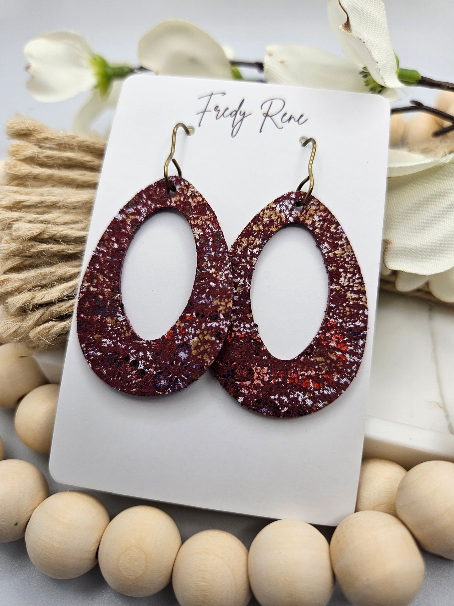 Fall Splatter Genuine Leather Earrings