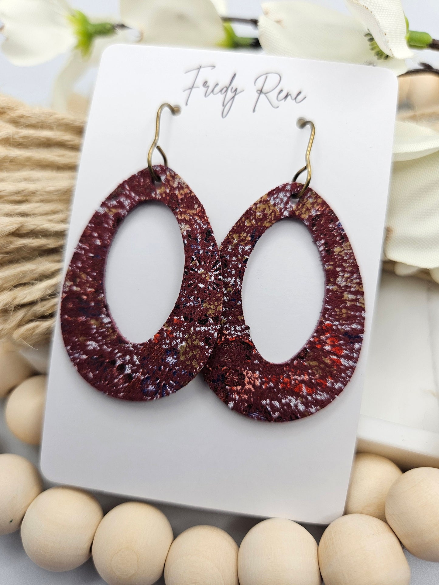 Fall Splatter Genuine Leather Earrings