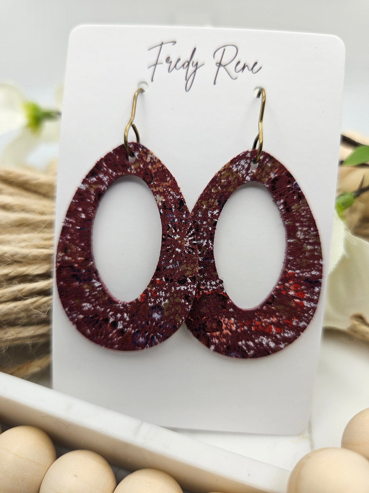 Fall Splatter Genuine Leather Earrings