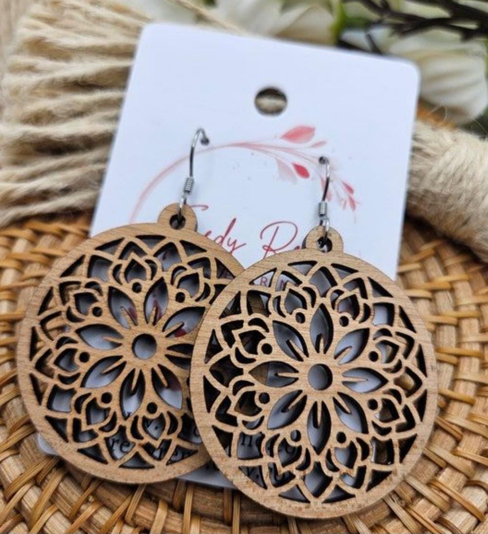 Handmade Lightweight Floral Wood Earrings for Everyday Wear