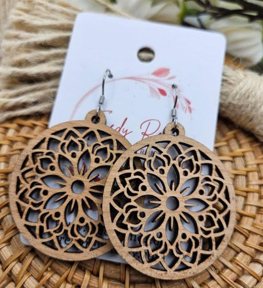 Handmade Lightweight Floral Wood Earrings for Everyday Wear