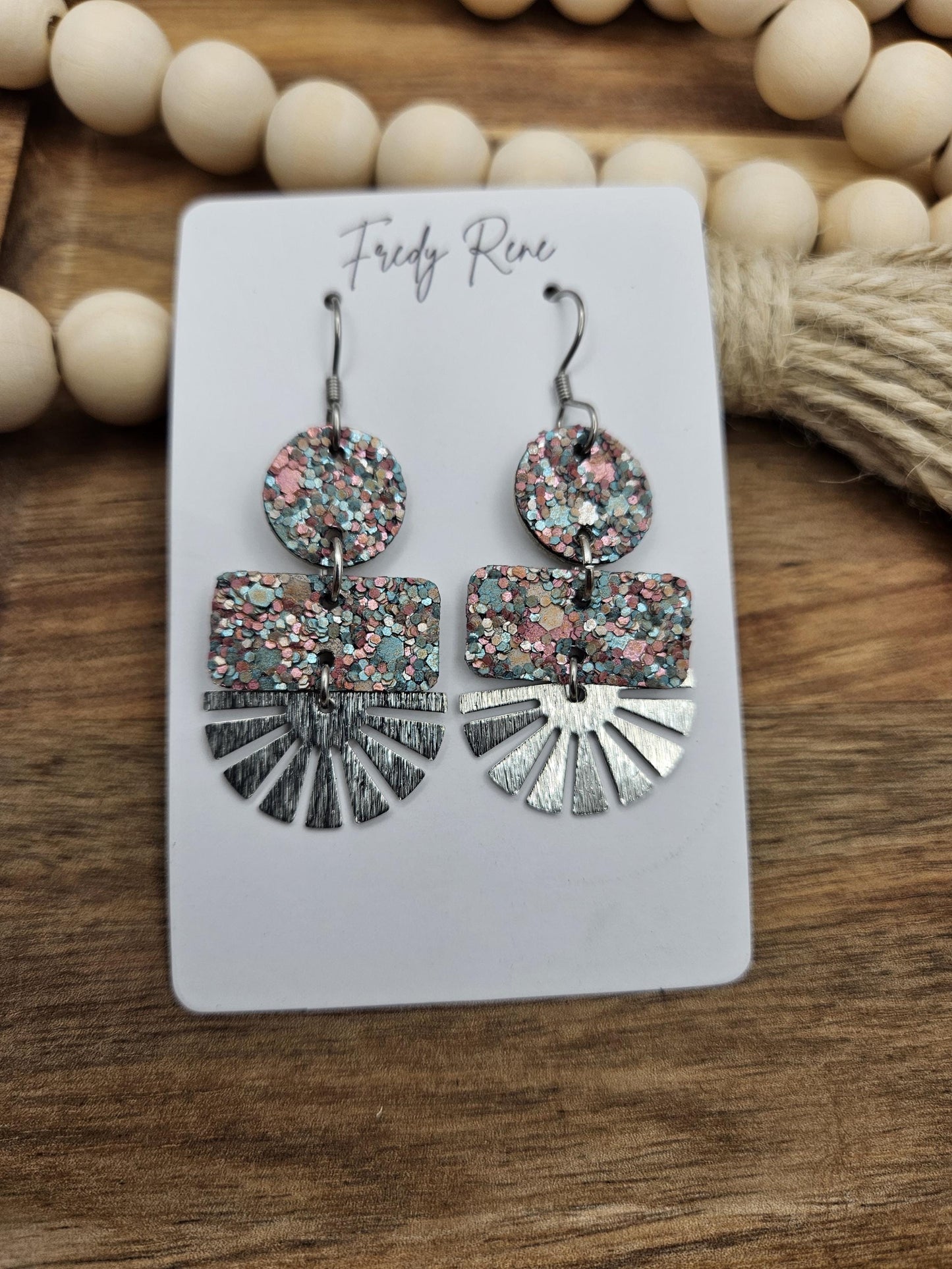 Glitter Geometric Cork Earrings