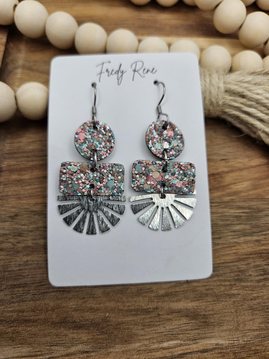 Glitter Geometric Cork Earrings