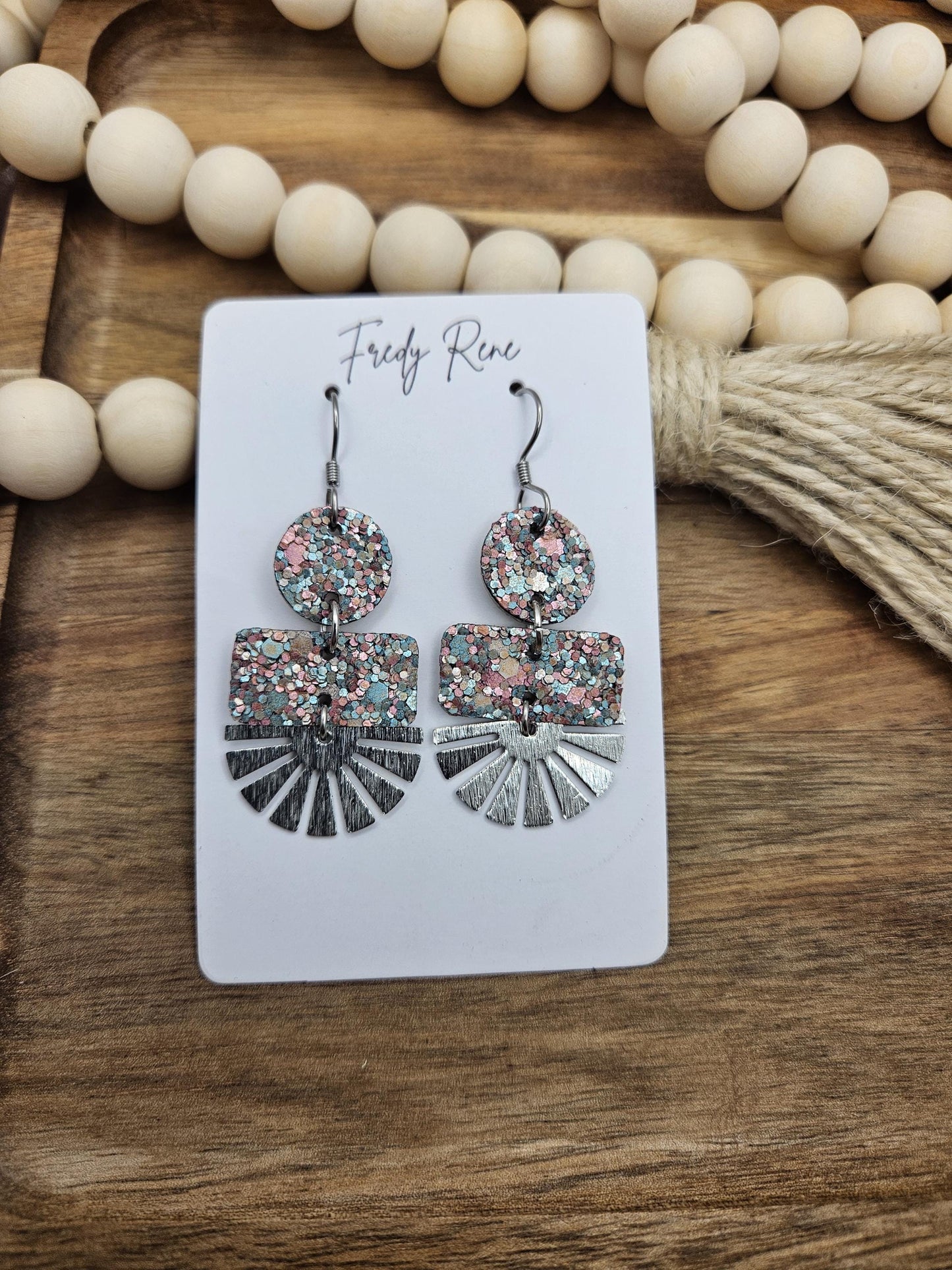 Glitter Geometric Cork Earrings