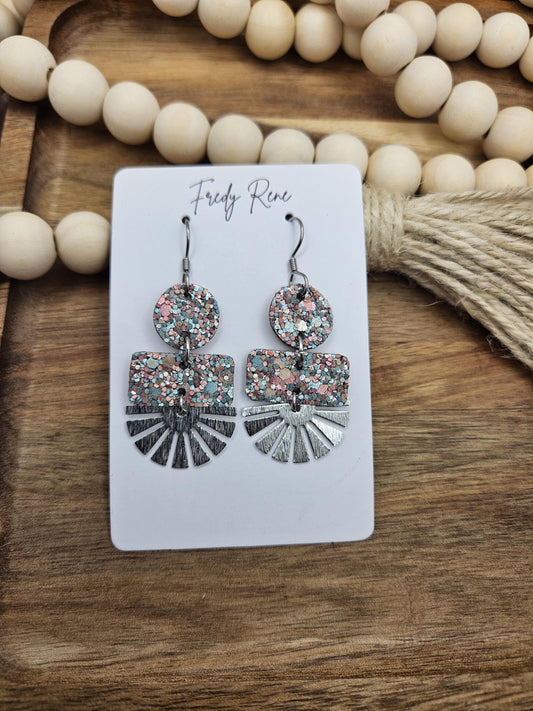 Glitter Geometric Cork Earrings