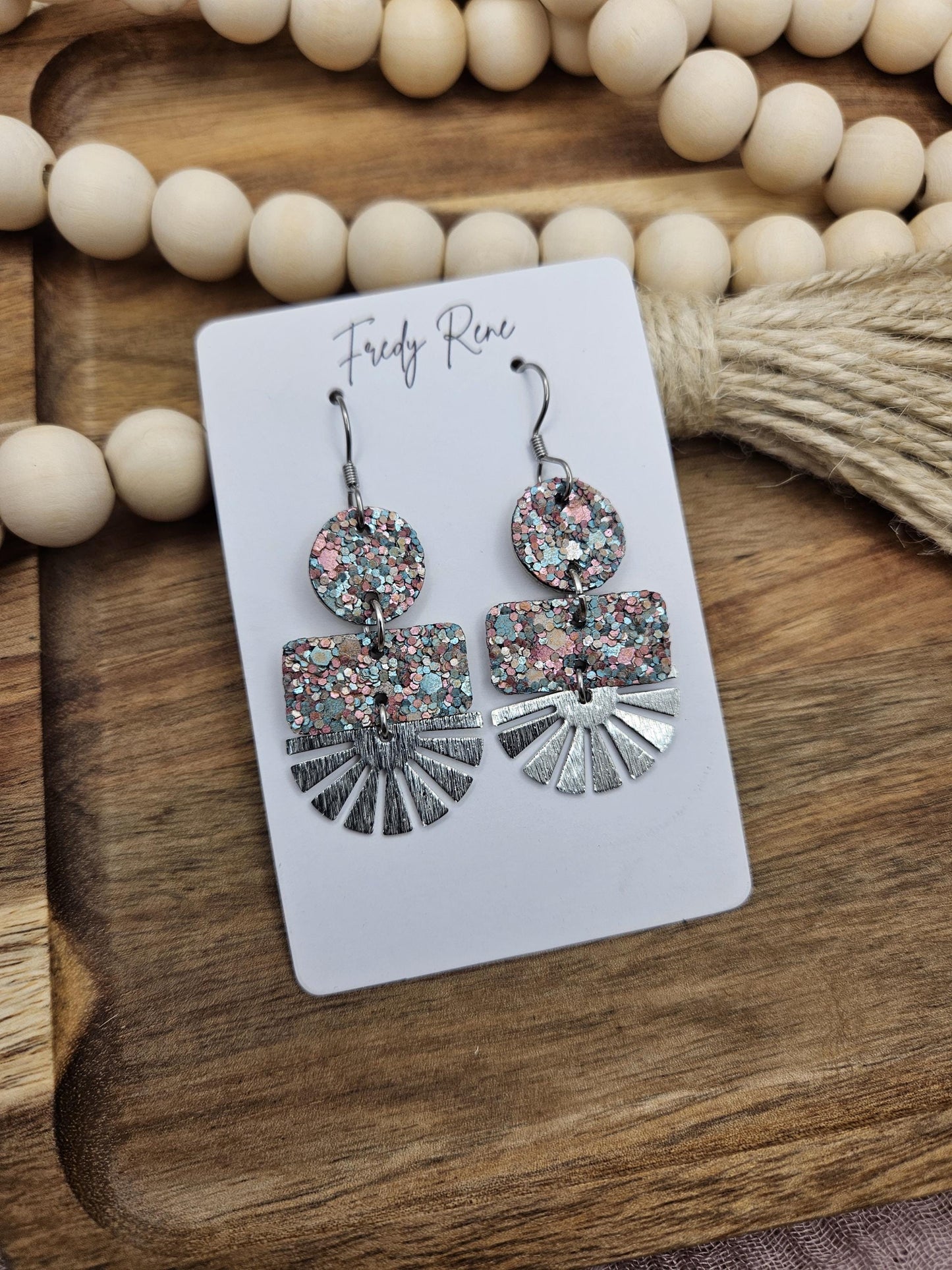 Glitter Geometric Cork Earrings