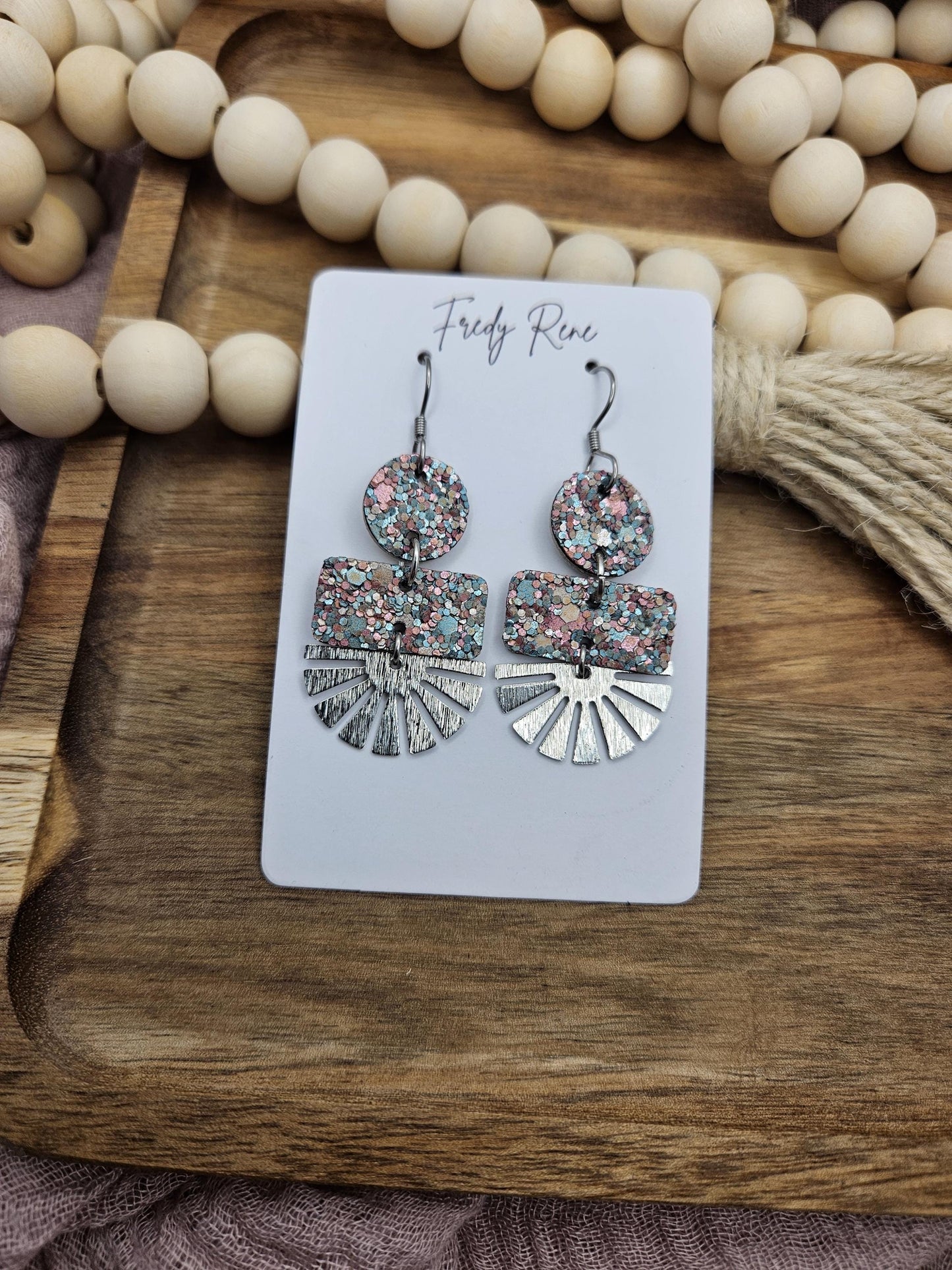 Glitter Geometric Cork Earrings