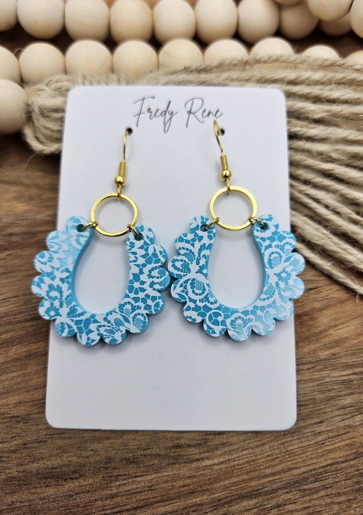 Acrylic Earrings, Handcrafted Lightweight, Floral Print