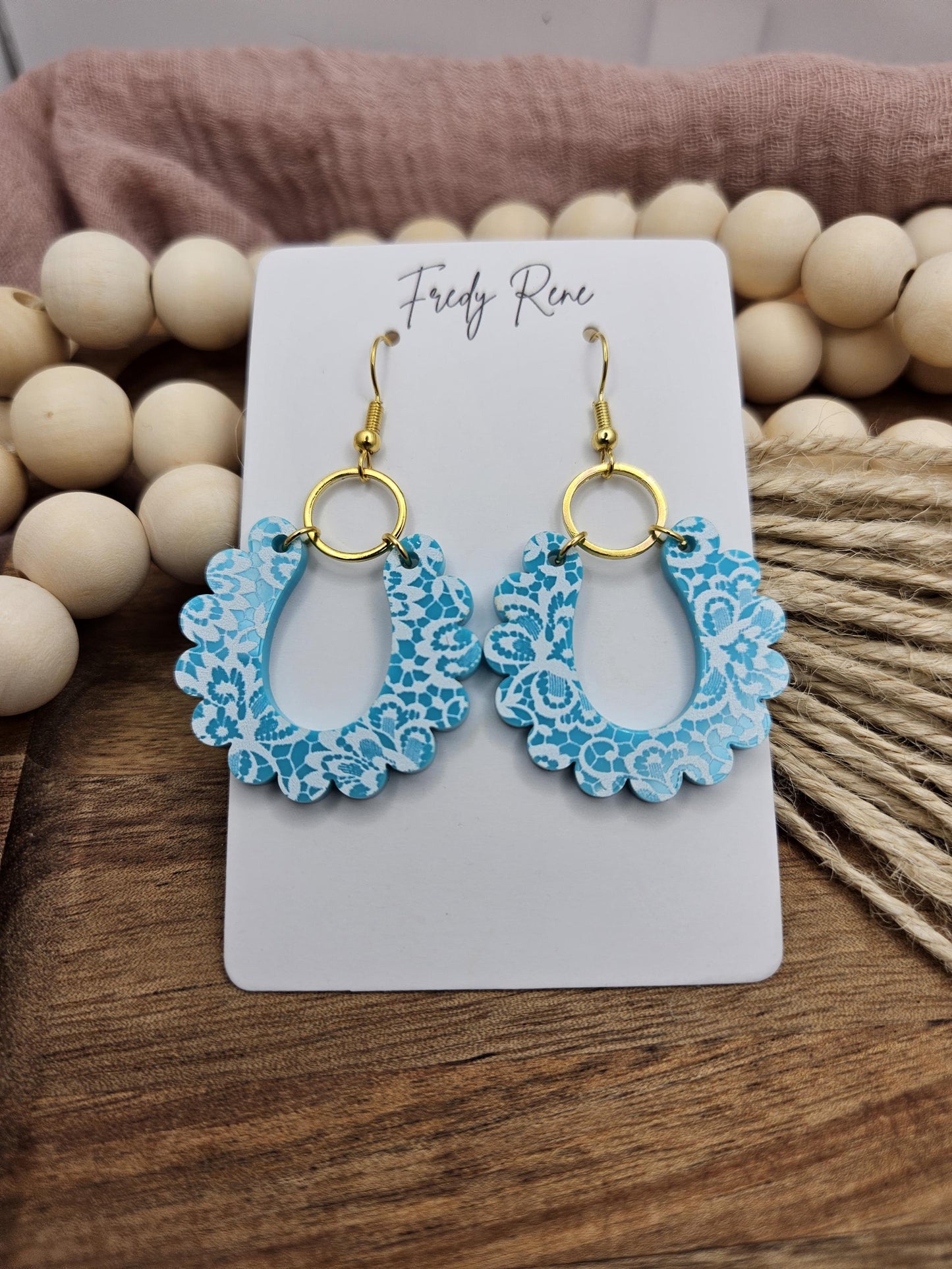 Acrylic Earrings, Handcrafted Lightweight, Floral Print