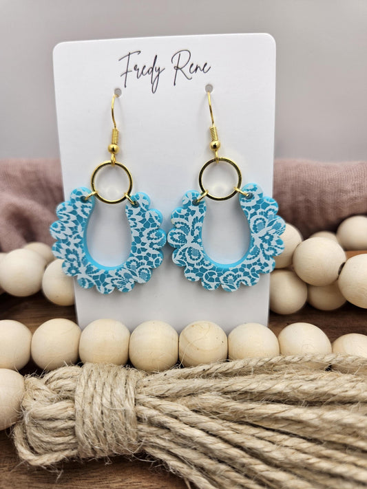 Acrylic Earrings, Handcrafted Lightweight, Floral Print