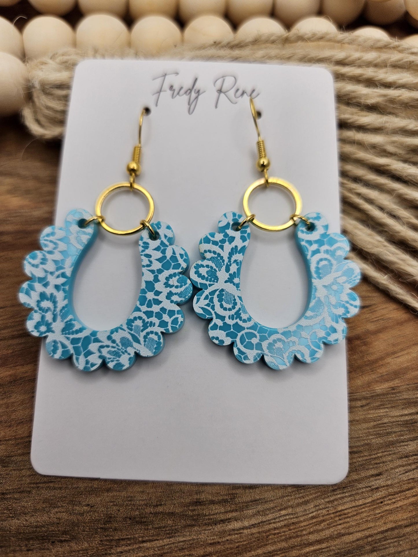 Acrylic Earrings, Handcrafted Lightweight, Floral Print