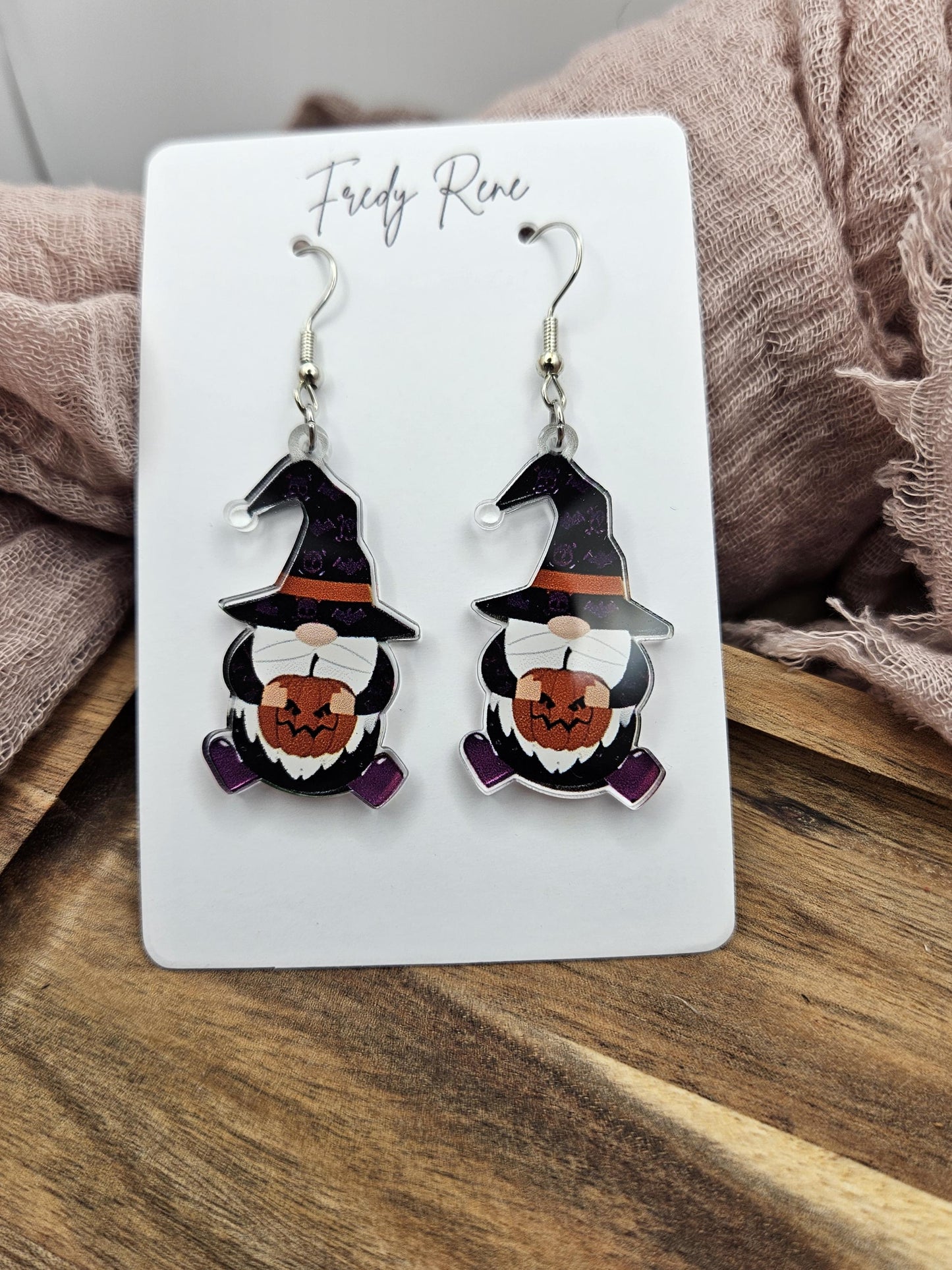 Halloween Witchy Gnome Acrylic Earrings