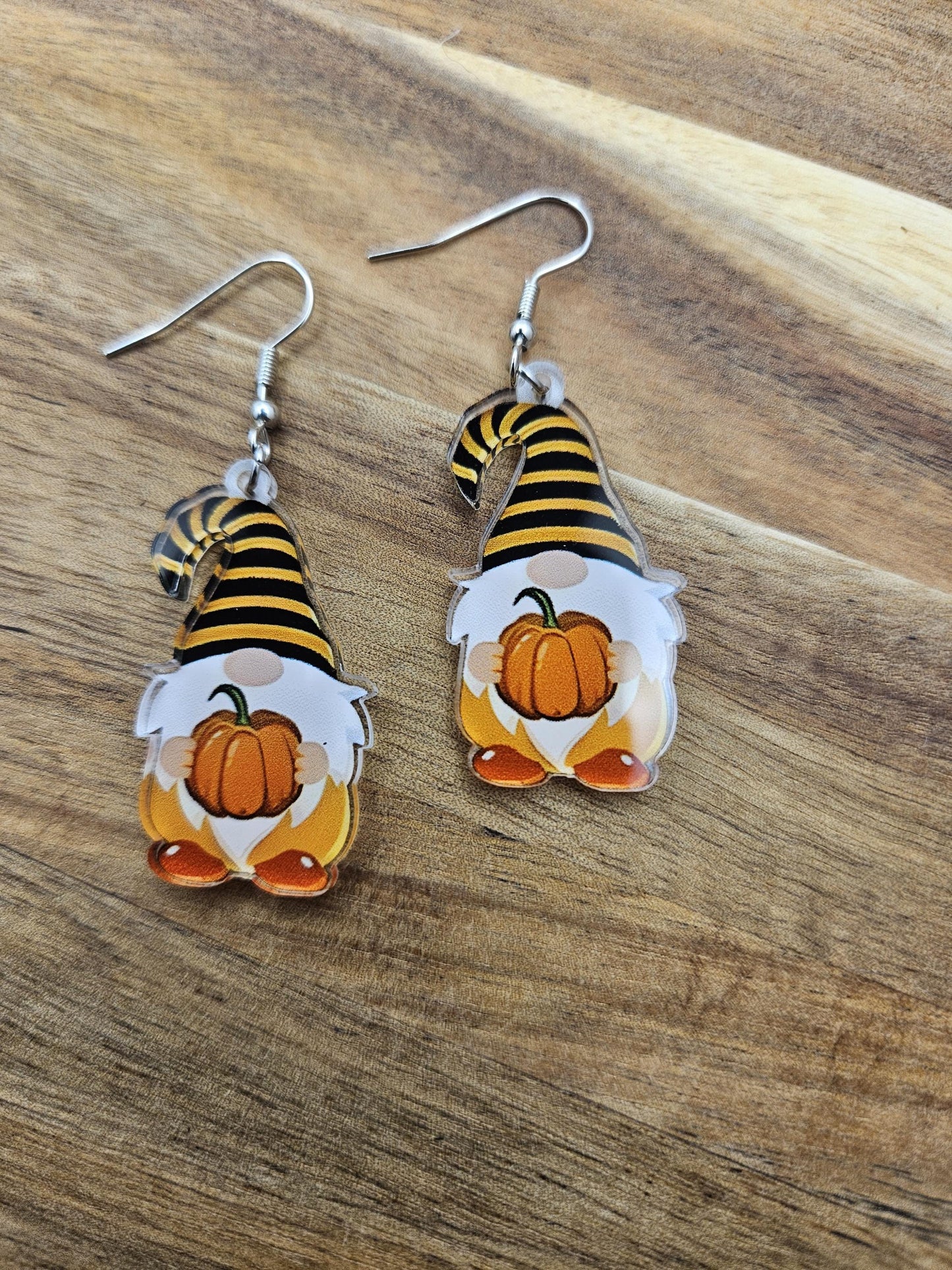 Fall Pumpkin Gnome Acrylic Earrings