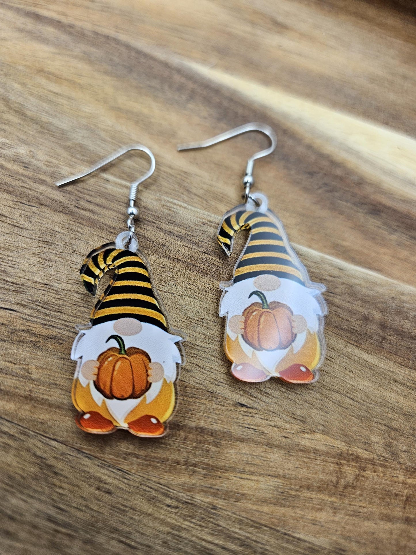 Fall Pumpkin Gnome Acrylic Earrings