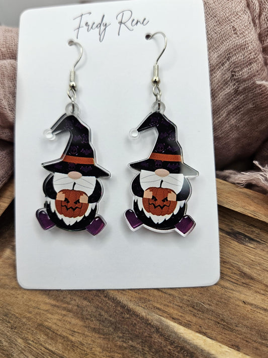 Halloween Witchy Gnome Acrylic Earrings